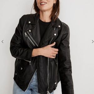 Madewell Washed Leather Oversized Motorcycle Jacket